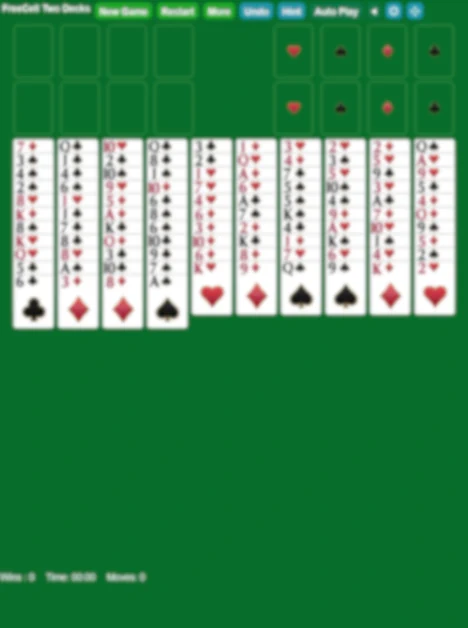 Start FreeCell 2 Decks Solitaire Game